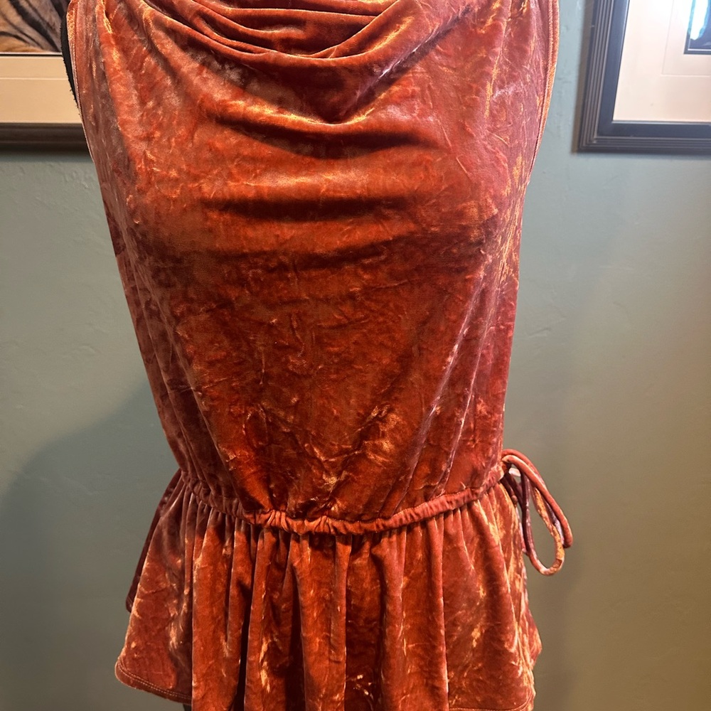 Sage Velvet Sleeveless Pink Blouse Elegant Size Small